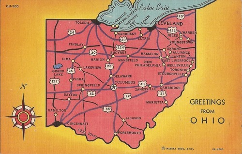 Mappa ohio lago eire - lago,