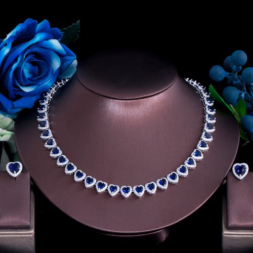 Orecchini perno cuore - cuore, blu