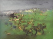 Manlio Bacosi, Paesaggio Umbro, 1969, grande olio, esposto e pubblicato