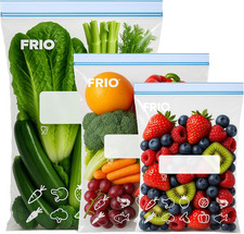 Set 65 Sacchetti Ermetici per Alimenti, Chiusura Doppia Zip, Etichetta Pre-Stamp