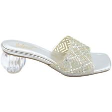 Sandali gioiello donna mule aperti dietro argento con tacco bolla di cristallo 4