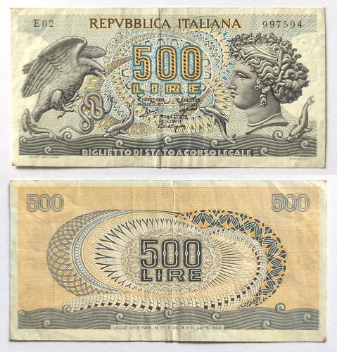 500 lire 1966 italie italia - 500,