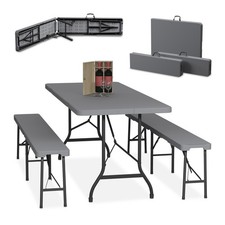 Tavolo Birreria Panche Set Giardino Panchine Tavolino Pieghevoli Bistrò 180 cm