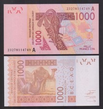 STATI DELL'AFRICA OCCIDENTALE: B121Aw P#115Aw banconota 1000 franchi 2023 Costa d'Avorio A UNC.
