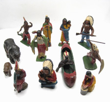 LOTTO DI 12 ANTICHI SOLDATINI INDIANI-IN PIOMBO-ANNI 30-ALTEZZE dai 3/7 cm CIRCA