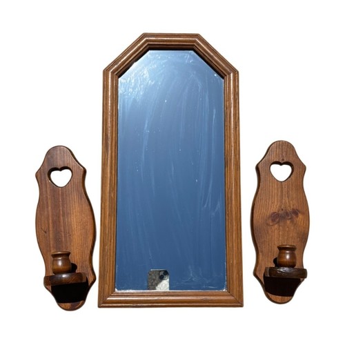 Applique cuore specchio - , legno