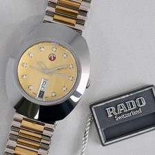 NOS **TOP MINT** RADO DIASTAR 636.0308.3 Automatico Quadrante Oro Giorno/Data 35mm Uomo