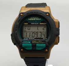 Orologio Vintage Timex Ironman Uomo 43mm 8 Giri Marrone Nero Indiglo 1996 Batteria Nuova