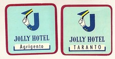 ETICHETTE BAGAGLIO _JOLLY HOTEL TARANTO e JOLLY HOTEL AGRIGENTO _  Luggage label
