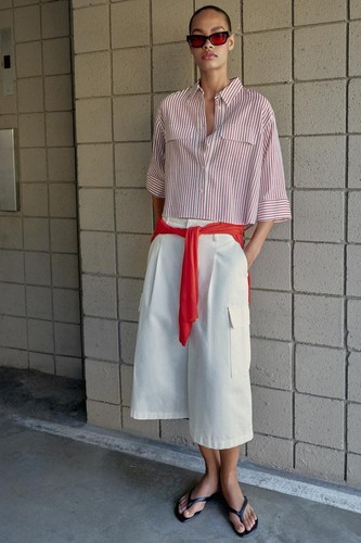 Camicia zara rossa bianca - bianca, a