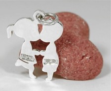 Bimbi baci ciondolo argento 925 cubic zirconia pendente collana girocollo