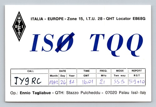 Ham radio qsl is0 - is0, tqq