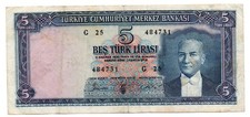 TURCHIA - RARA BANCONOTA DA 5