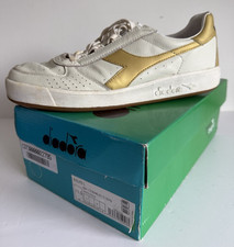 Diadora Borg Elite L Classic Trainer bianco oro casual anni 80 uomo taglia UK 11,5