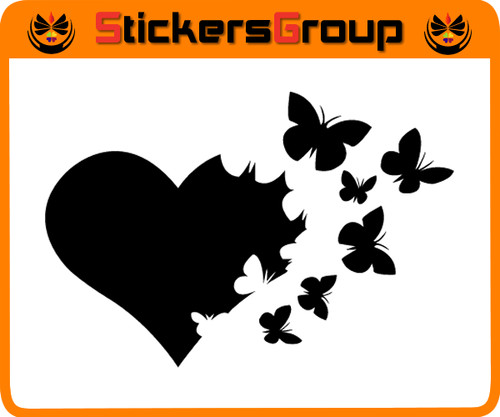 Adesivo cuore farfalle per - farfalle,