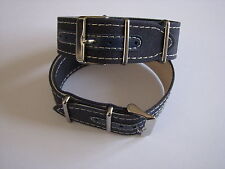 1 CINTURINO IN CORDURA E PELLE NATO BLU 22 mm NUOVO