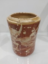 VECCHIO BARATTOLO VASO TERRACOTTA SMALTATA PUGLIA GROTTAGLIE PRIMI '900