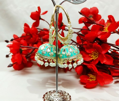 Orecchini jhumki perle verdi - orecchini,