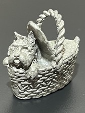 *RARO* Statuina vintage in peltro Mago di Oz Comstock - Toto in cesto