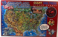 Mappa per bambini degli Stati Uniti d'America Dino's World Gigante 500 pz 24" X 36" originale