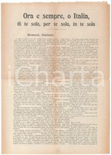 1919 Gabriele D'ANNUNZIO Ora e sempre, o Italia, di te sola *Volantino RARO