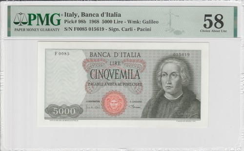 Italy 5000 lire 1968 carta - lire, 1968,