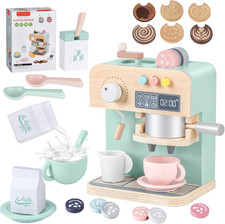 Macchina Da Caffè in Legno per Bambini, 22 Pezzi Caffettiera in Legno Bambini, M