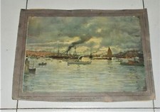 Stampa GIORGIO BELLONI La vita nel porto Genova L'ILLUSTRAZIONE ITALIANA 1916