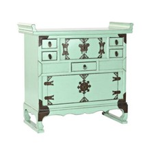 CASSETTIERA CINESE ORIENTALE GIAPPONESE LEGNO VERDE ETNICA cm 83 x 34 H80 