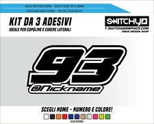 3 Adesivi Stickers NUMERO NOME GARA NUMERI Moto Cross Honda Ktm Yamaha Suzuki
