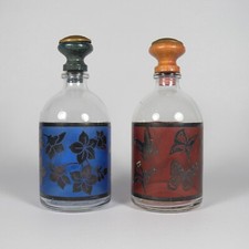 COPPIA BOTTIGLIE BOTTIGLIETTE BOCCETTE PORTA PROFUMO IN VETRO COLORATO VINTAGE