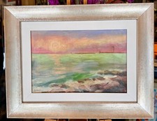 Giovanni Lomi "Tramonto a Livorno" olio su tavola 1950 ca