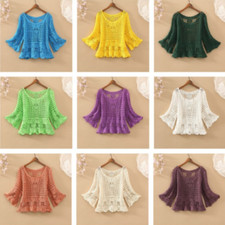 Donna Cavo Uncinetto Top Corto