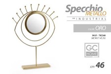 SPECCHIO DA TAVOLO OCCHIO BAGNO BEAUTY TRUCCO METALLO ORO CLASSICO MODERNO 46 cm
