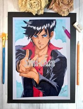 DISEGNO colorato con copic PERSONAGGIO Dylan Dog stile manga FOGLIO A4
