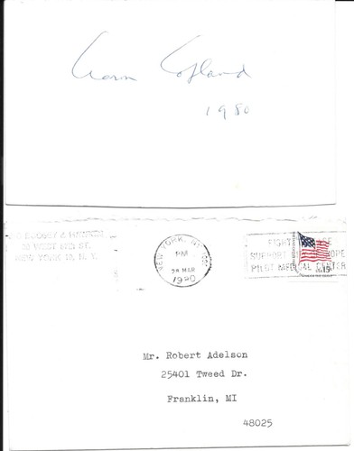Aaron copland cartolina - copland.,