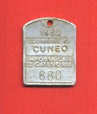 1952 COMUNE DI CUNEO MEDAGLIETTA IMPOSTA CANI II CATEGORIA
