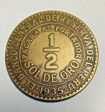 1935 Peru 1/2 Half Sol de Oro