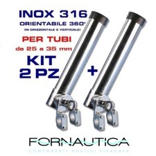 COPPIA PORTACANNE IN ACCIAIO INOX 316 A BATTAGLIOLA PULPITO REGOLABILE  BARCA
