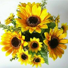 13-Head Artificiale Girasole Seta Finto Fiori Bouquet Wedding-Floral Arredo Casa