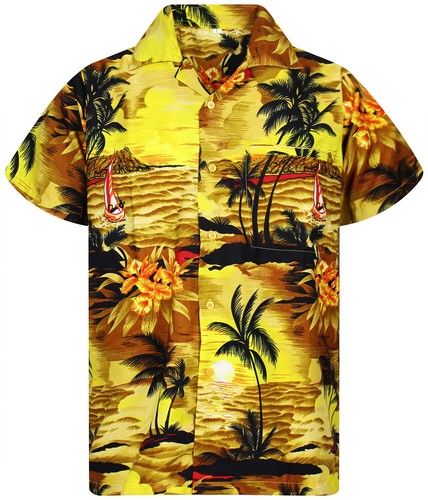 Camicia hawaiana surf senape - surf,