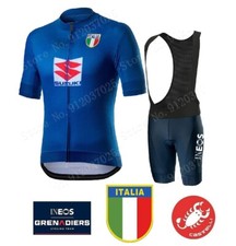 COMPLETO ABBIGLIAMENTO CICLISMO NAZIONALE ITALIA GIACCA SALOPETTE BICI CORSA L