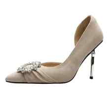 decolte scarpe con tacco donna 10 cm beige strass velluto pelle sintetica 8129