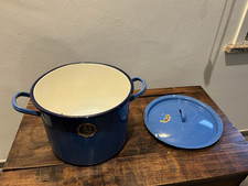 Vecchia Pentola Con Coperchio Vintage Smaltata Blu