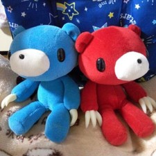 Peluche orso cupo lotto di 2 colori rosso blu Mori Chack senza etichetta pers...