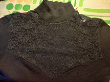 Body Sottogiacca Donna nero dolcevita con pizzo