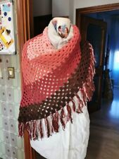 Scialle Stola Sciarpa In Lana A Triangolo Lavorato All'uncinetto