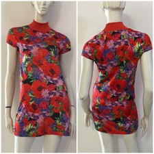 SILVIAN HEACH Vestito abito rosso fantasia floreale colorata Tg XS