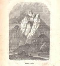 TEOLO Rocca Pendice Castello Speronella STAMPA ANTICA del 1859 Antique print