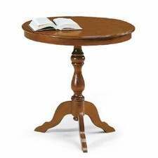 TAVOLINO DA DIVANO SALOTTO ROTONDO ARTE POVERA NOCE SCURO CLASSICO